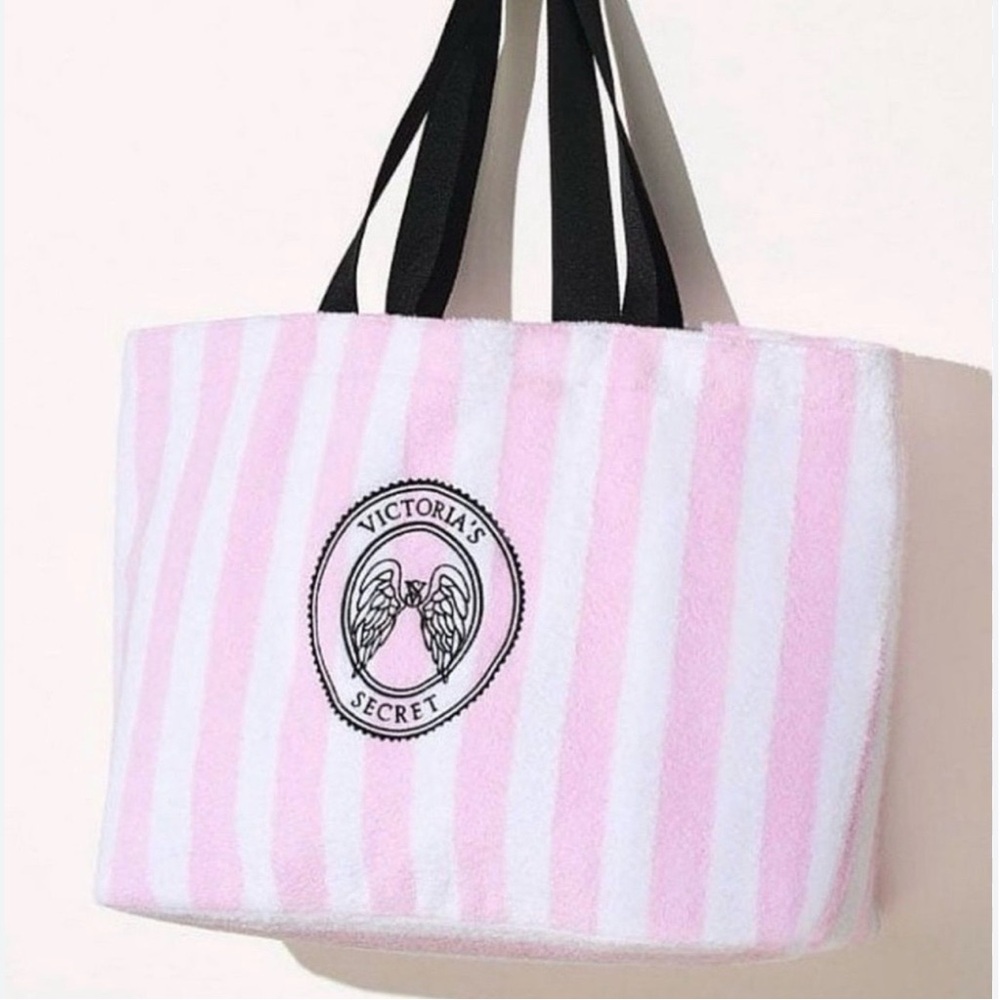 Victoria's Secret Pink & White Stripe Tote Bag